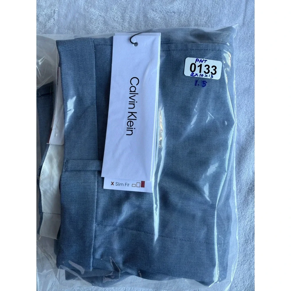 Calvin‎ Klein Jerome Dress Pants Mens 34x34 Slim Fit Blue Formal Corporate Core